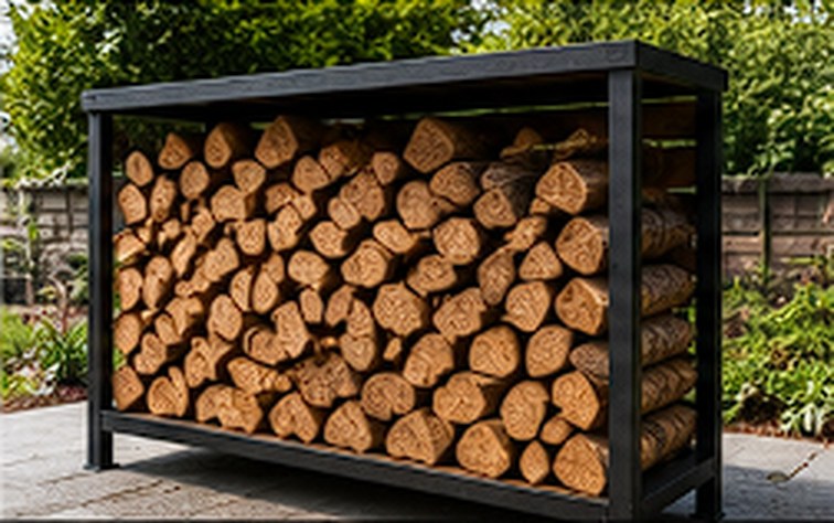 Custom log store in steel and wood